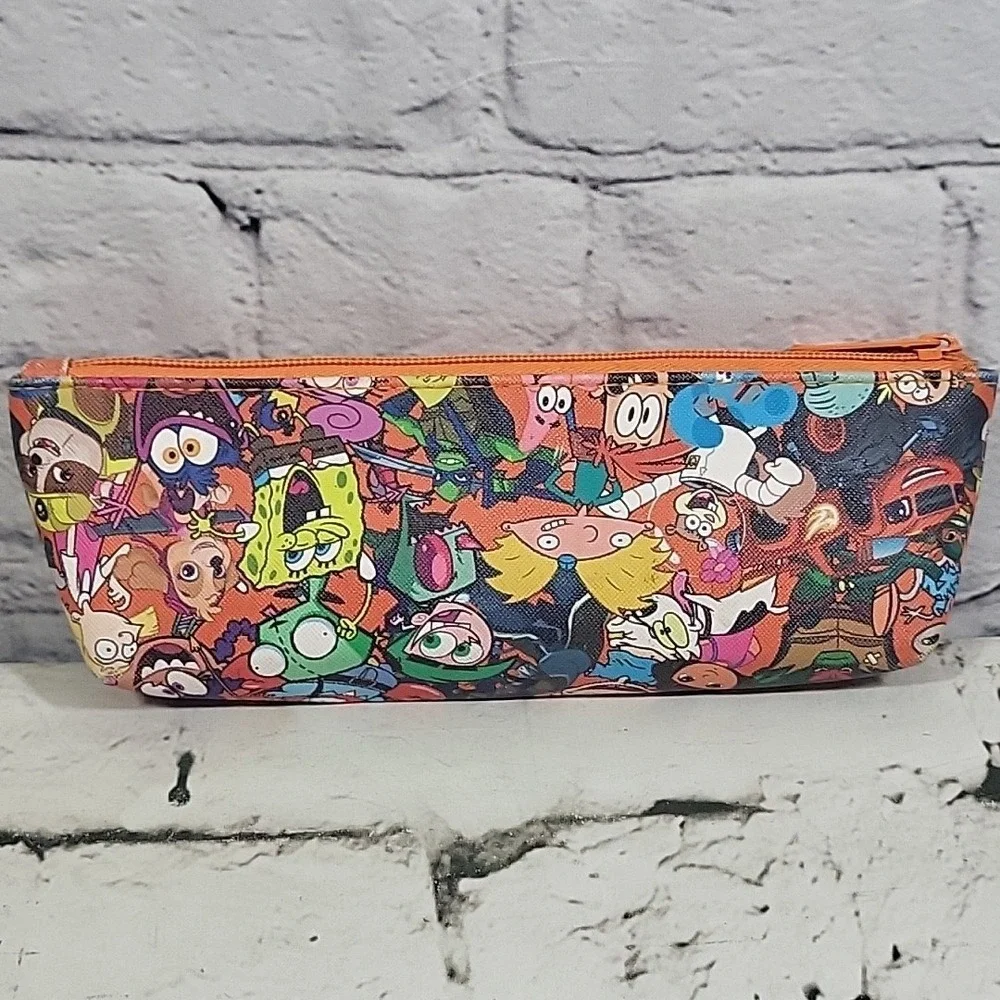 Nickelodeon Multi Character All Over Print Zippered‎ Pencil Case Pouch Clutch